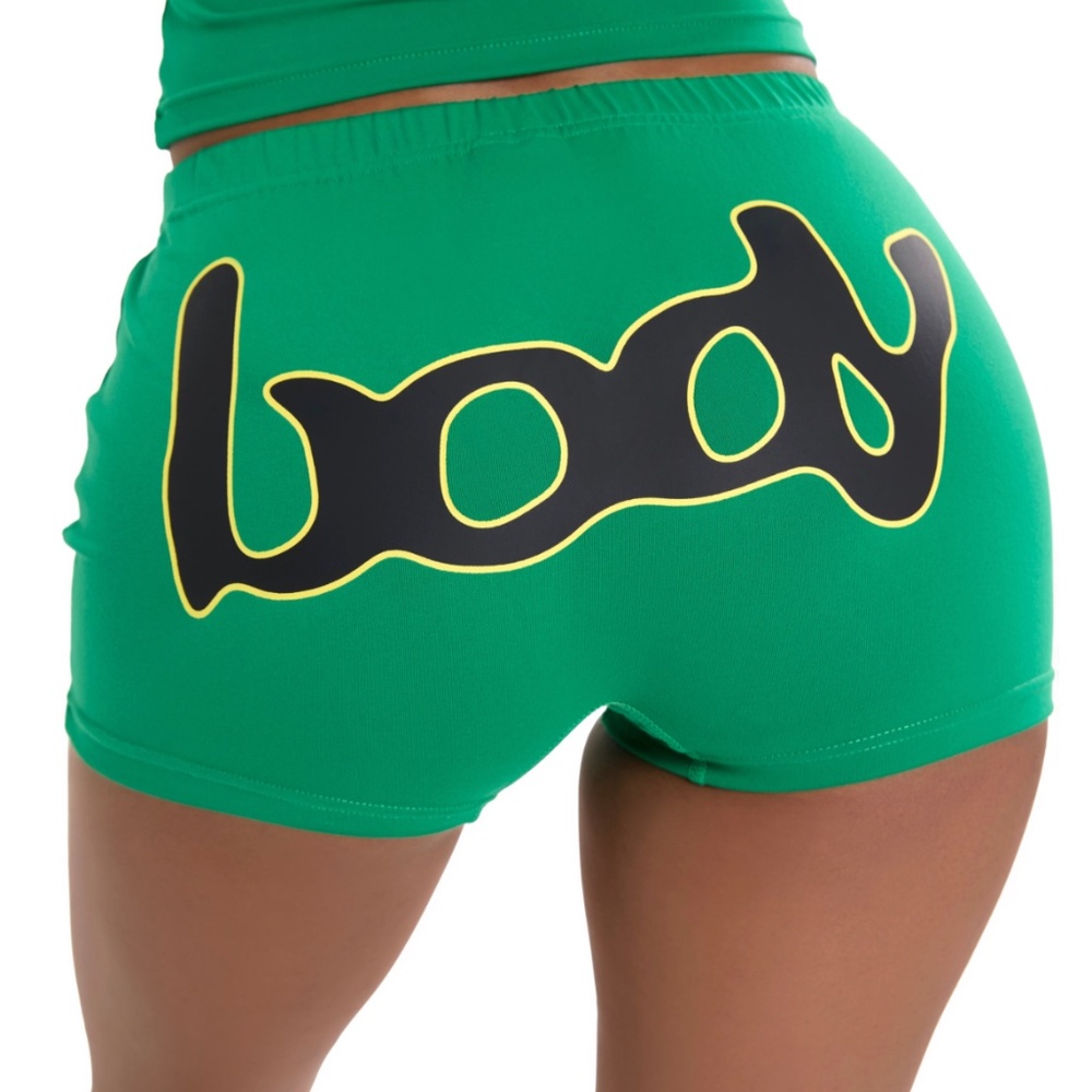 Body by raven tracy x latto Green Shorts with Logo XL NWT